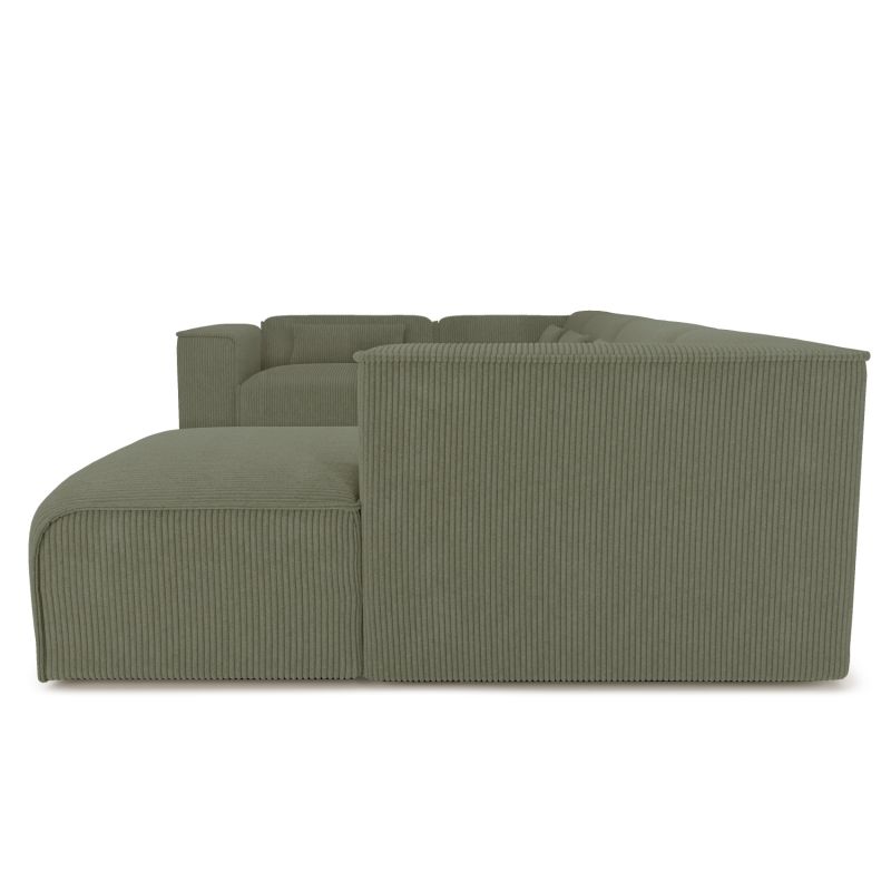 Canapé panoramique fixe NUNA 7 places chaise droite velours côtelé vert