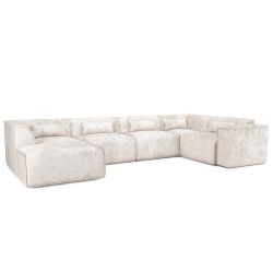 Canapé panoramique fixe NUNA 7 places chaise gauche tissu beige