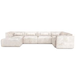 Canapé panoramique fixe NUNA 7 places chaise gauche tissu beige