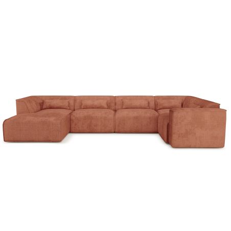 Canapé panoramique fixe NUNA 7 places chaise gauche tissu terracotta