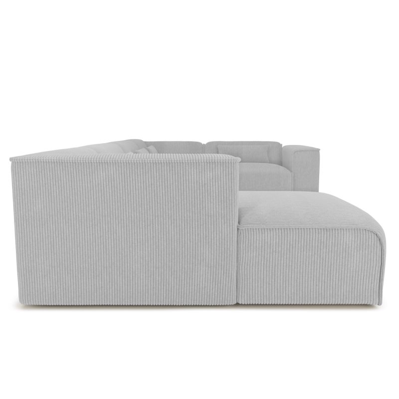 Canapé panoramique fixe NUNA 7 places chaise gauche velours côtelé gris