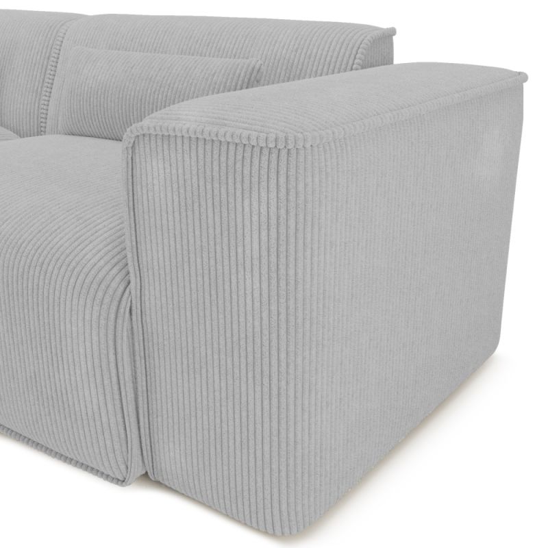 Canapé panoramique fixe NUNA 7 places chaise gauche velours côtelé gris