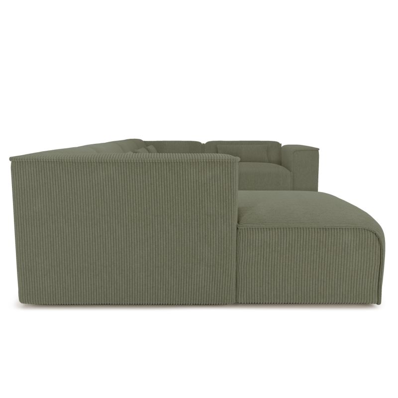 Canapé panoramique fixe NUNA 7 places chaise gauche velours côtelé vert