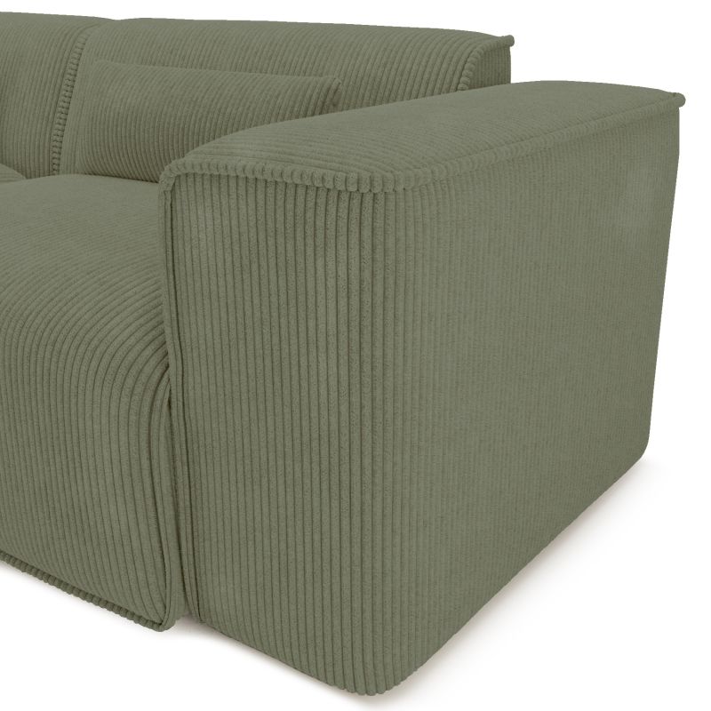 Canapé panoramique fixe NUNA 7 places chaise gauche velours côtelé vert