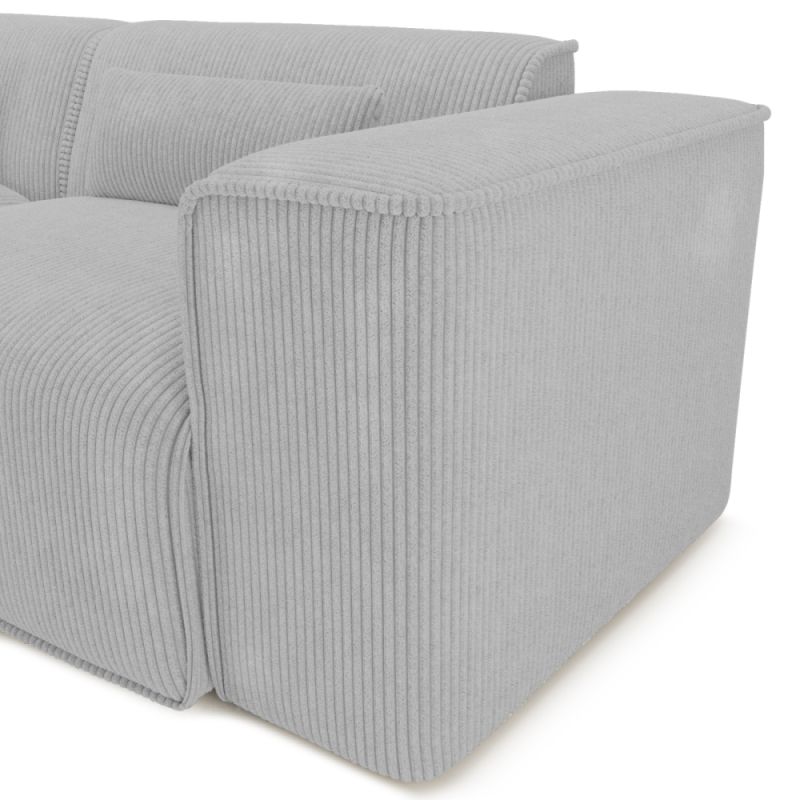 Canapé droit fixe NUNA 3 places velours côtelé gris