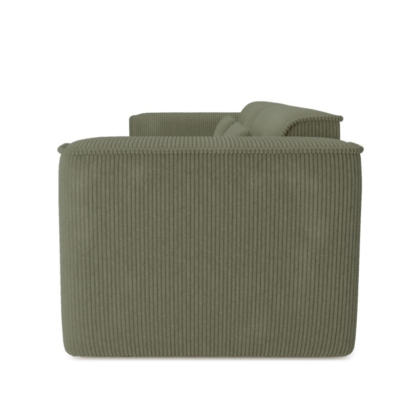 Canapé droit fixe NUNA 3 places velours côtelé vert