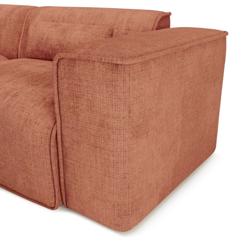 Canapé droit fixe NUNA 4/5 places tissu terracotta