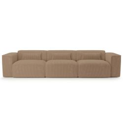 Canapé droit fixe NUNA 4/5 places velours côtelé marron