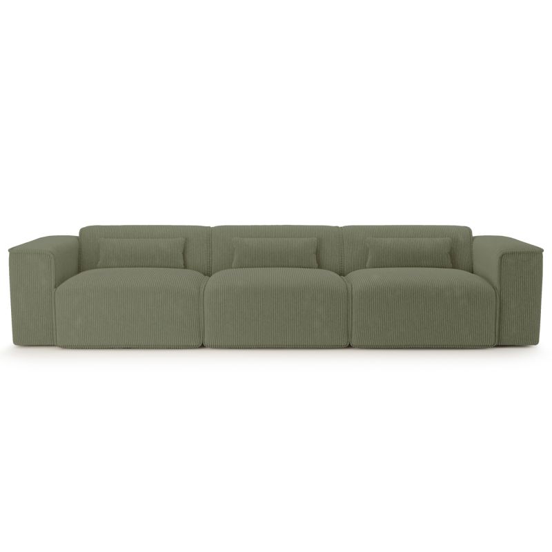 Canapé droit fixe NUNA 4/5 places velours côtelé vert