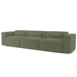 Canapé droit fixe NUNA 4/5 places velours côtelé vert