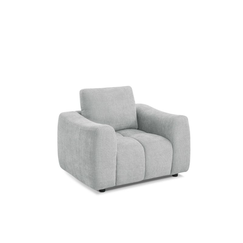 Ensemble canapé droit fixe 3 places + fauteuil 1 place KEREA tissu chenille gris