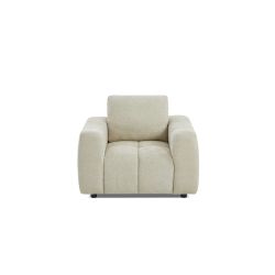 Ensemble canapé droit fixe 3 places + fauteuil 1 place KEREA tissu chenille taupe