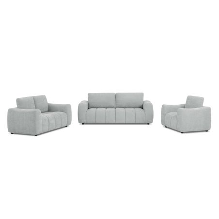 Ensemble canapés droits fixes 3+2 places + fauteuil 1 place KEREA tissu chenille gris