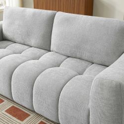 Ensemble canapés droits fixes 3+2 places + fauteuil 1 place KEREA tissu chenille gris