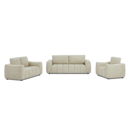 Ensemble canapés droits fixes 3+2 places + fauteuil 1 place KEREA tissu chenille taupe