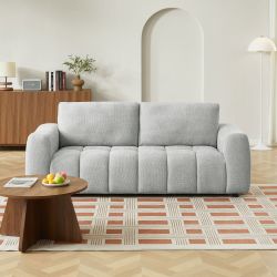 Ensemble canapés droits fixes 3+2 places KEREA tissu chenille gris