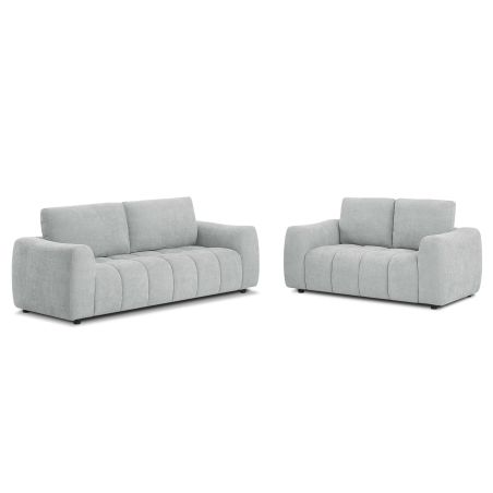 Ensemble canapés droits fixes 3+2 places KEREA tissu chenille gris