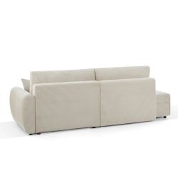 Canapé d'angle droit ouvert convertible DANILO 4 places velours côtelé beige