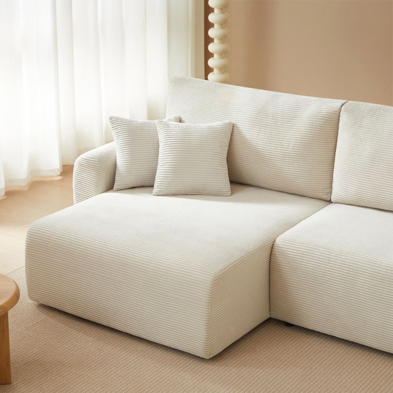 Canapé d'angle gauche ouvert convertible DANILO 4 places velours côtelé beige