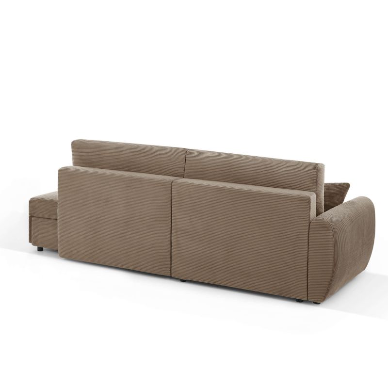Canapé d'angle gauche ouvert convertible DANILO 4 places velours côtelé taupe