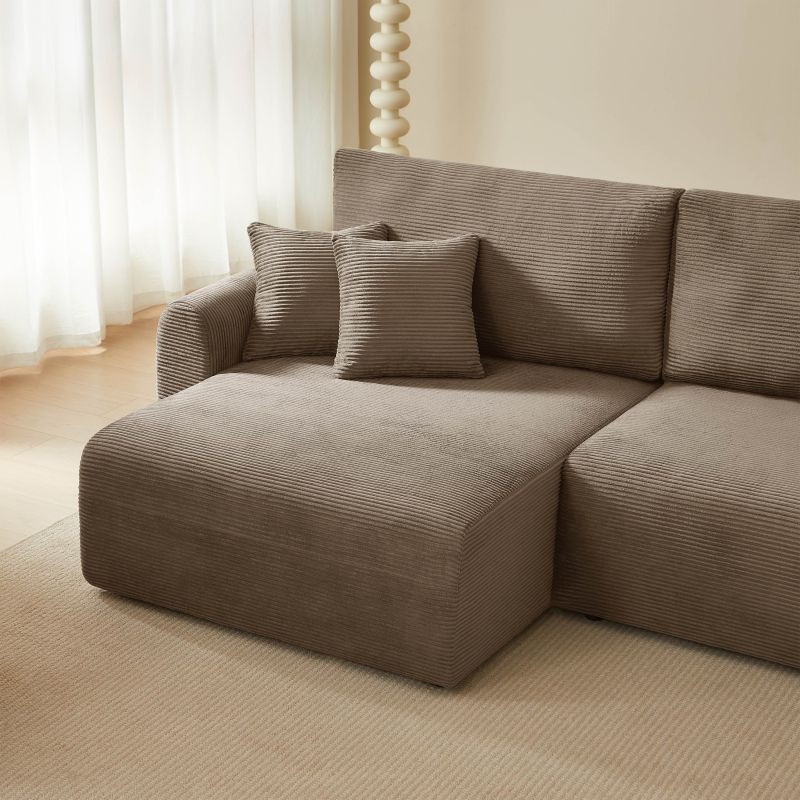 Canapé d'angle gauche ouvert convertible DANILO 4 places velours côtelé taupe