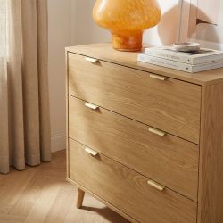 Ensemble commode et 2 tables de chevet JEANNE effet chêne