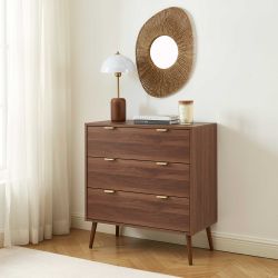 Ensemble commode et 2 tables de chevet JEANNE effet noyer