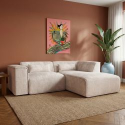 Canapé d'angle droit NUNA fixe tissu beige 4 places