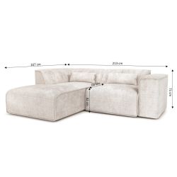 Canapé d'angle gauche fixe NUNA 4 places tissu beige