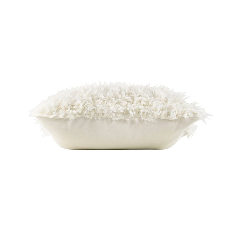 Coussin carré DOOD 45x45cm déhoussable imitation fourrure écru