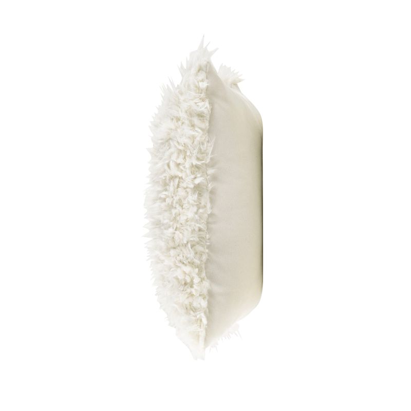 Coussin carré DOOD 45x45cm déhoussable imitation fourrure écru