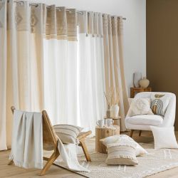 Coussin carré FANY 45x45cm déhoussable en coton et polyester écru