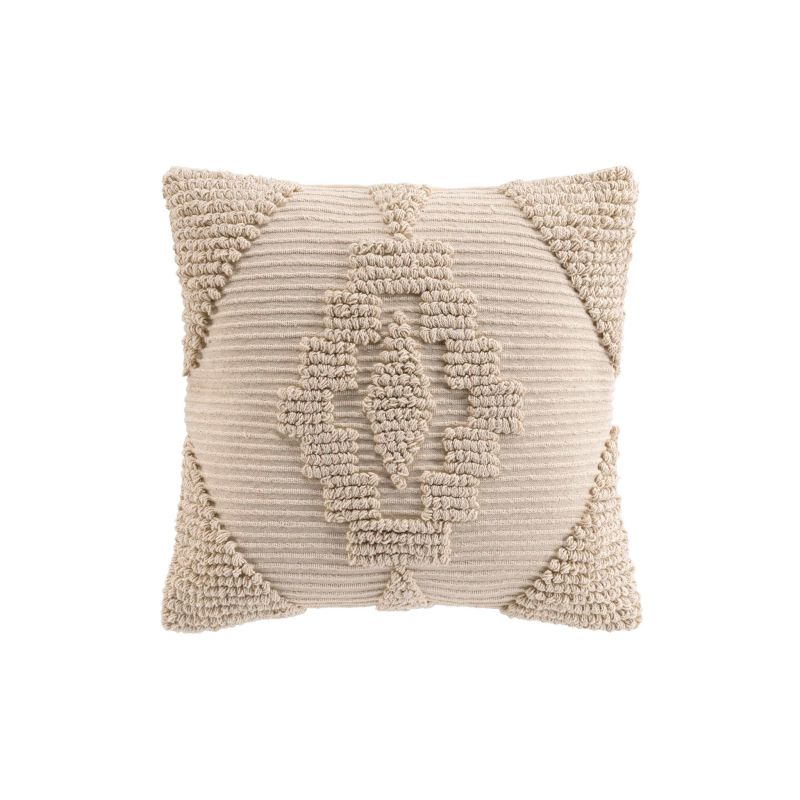 Coussin carré TRAS 45x45cm déhoussable en coton et polyester beige