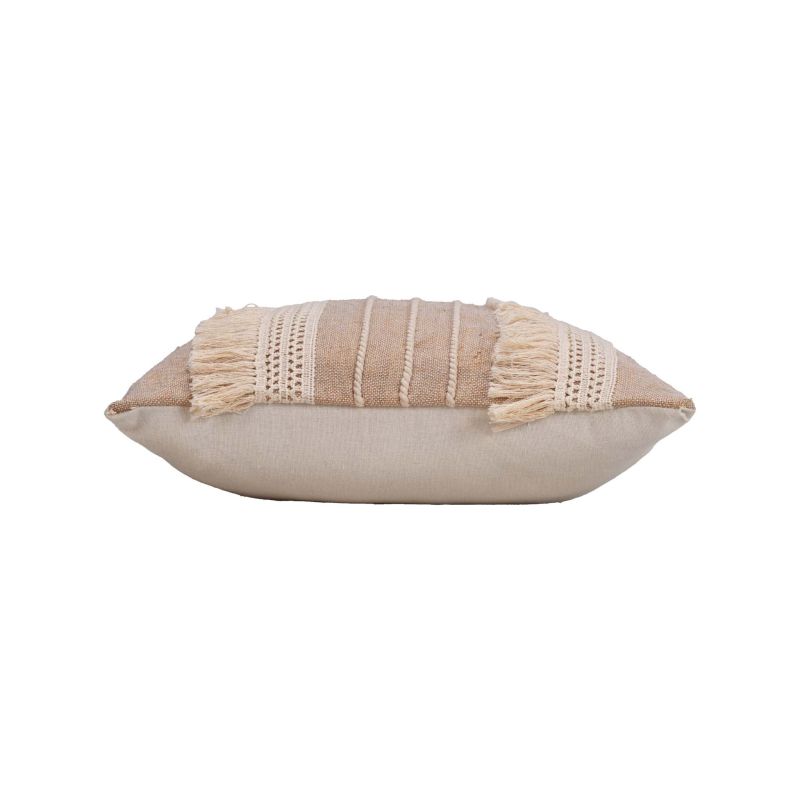 Coussin carré FIEL 45x45cm déhoussable en coton et jute beige