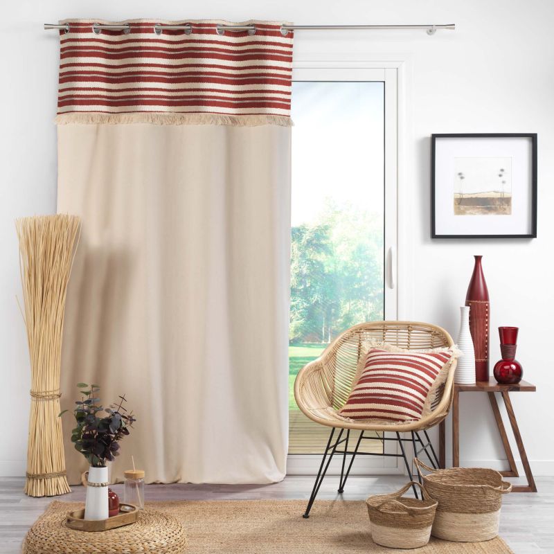 Coussin carré ESER 40x40cm déhoussable en coton tissé terracotta