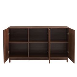 Buffet HARIA effet noyer et rotin 3 portes 140cm