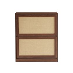 Meuble à chaussures HARIA effet noyer et rotin