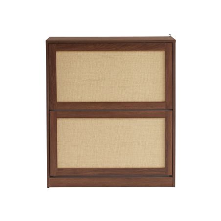 Meuble à chaussures HARIA effet noyer et rotin