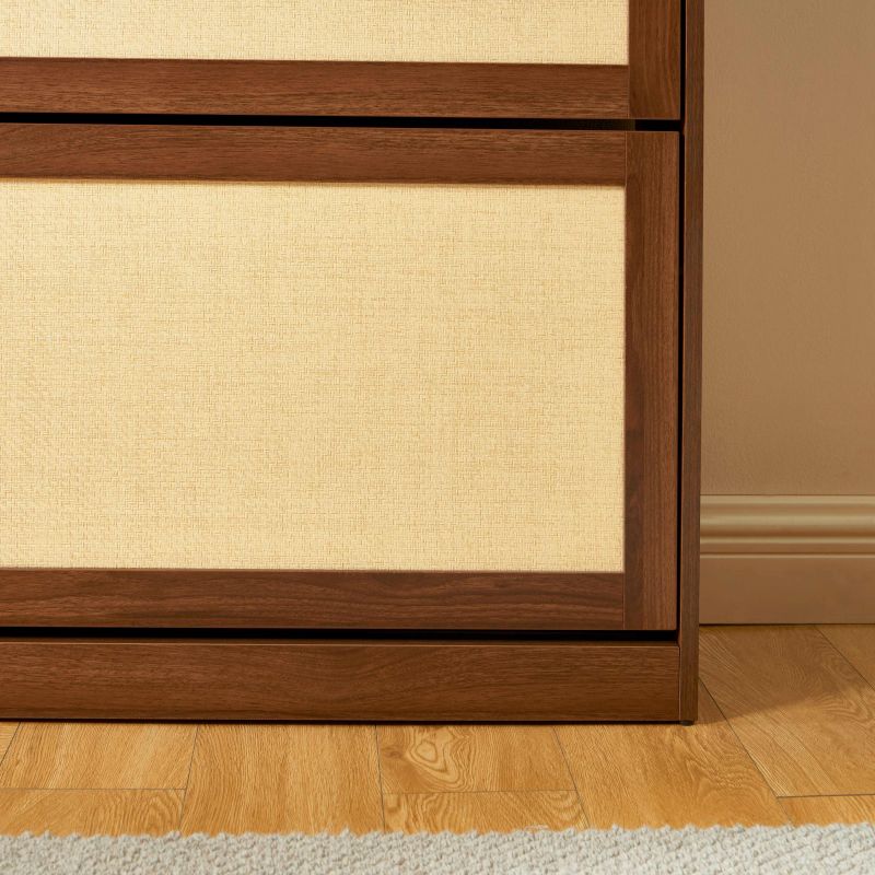 Meuble à chaussures HARIA effet noyer et rotin