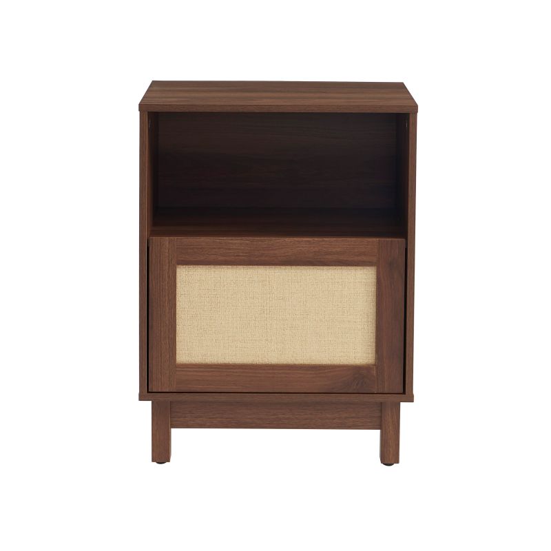 Table de chevet HARIA effet noyer et rotin