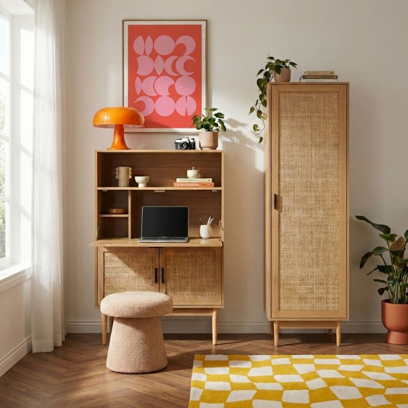 Secrétaire AMANA cannage rotin