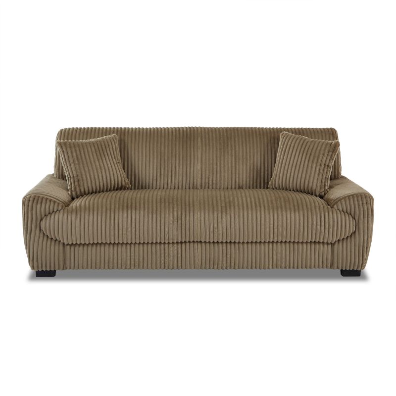 Canapé droit fixe ADEA 3 places velours côtelé marron