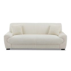 Canapé droit fixe ADEA 3 places velours côtelé beige