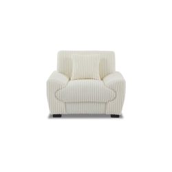 Ensemble canapé droit fixe 3 places + fauteuil 1 place ADEA velours côtelé beige