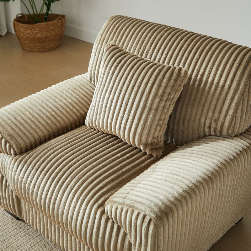 Ensemble canapé droit fixe 3 places + fauteuil 1 place ADEA velours côtelé marron