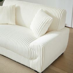 Ensemble canapés droits fixes 3+2 places ADEA velours côtelé beige