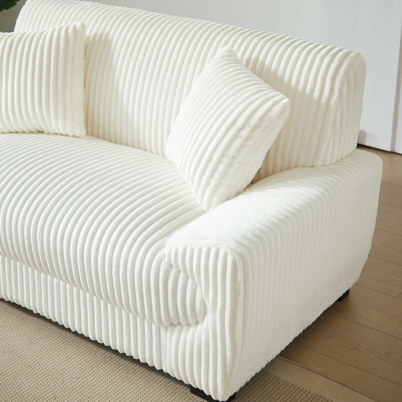 Ensemble canapés droits fixes 3+2 places ADEA velours côtelé beige