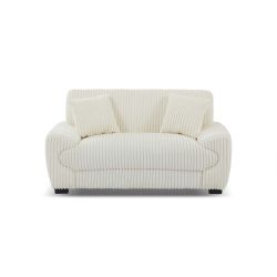 Ensemble canapé droit fixe 3 places + fauteuil 1 place ADEA velours côtelé beige