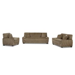 Ensemble canapé droit fixe 3 places + fauteuil 1 place ADEA velours côtelé marron