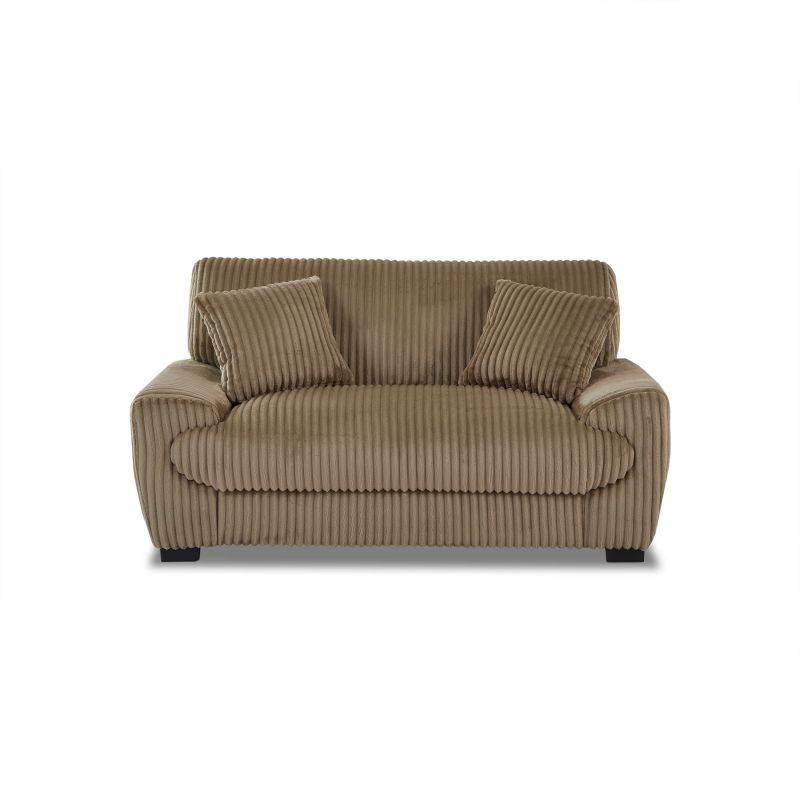 Ensemble canapé droit fixe 3 places + fauteuil 1 place ADEA velours côtelé marron